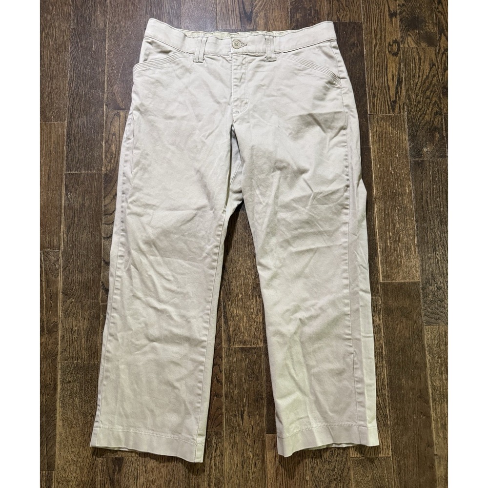 Lee Chino Pants Women's Size 12S Petite Comfort Stretch Waistband Beige Cropped